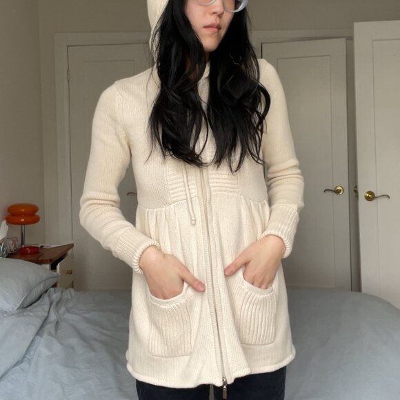 Vintage Between Me & You Babydoll Zip Hooded Sweater w Pockets - Picture 7 of 8